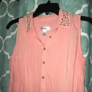 🆑Coral Button Down